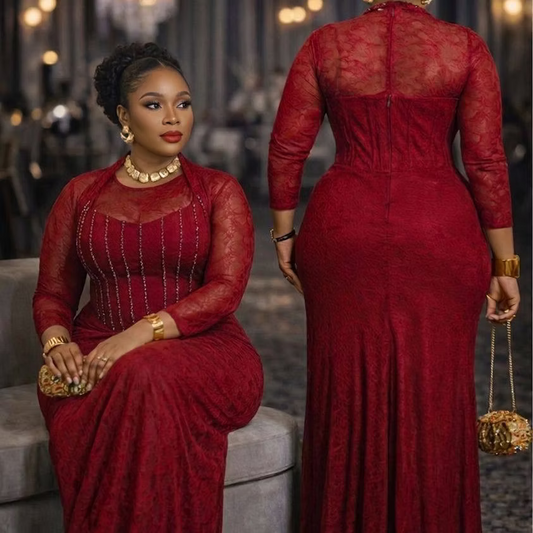 Fancy Bella Lace Dress, Corset Lace Evening Gown