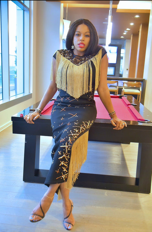 Woman’s lrregular Slit Tassel dress / party dress / Wedding Guest dress