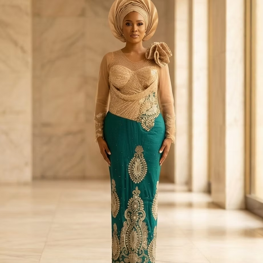 African Lace George Costume Outfit, Traditional Bridal Outfit