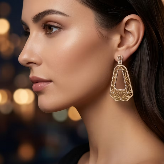 Gold CZ Designer Earrings