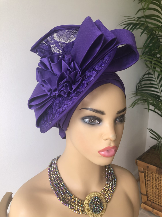 Ada purple Fascinator Turban