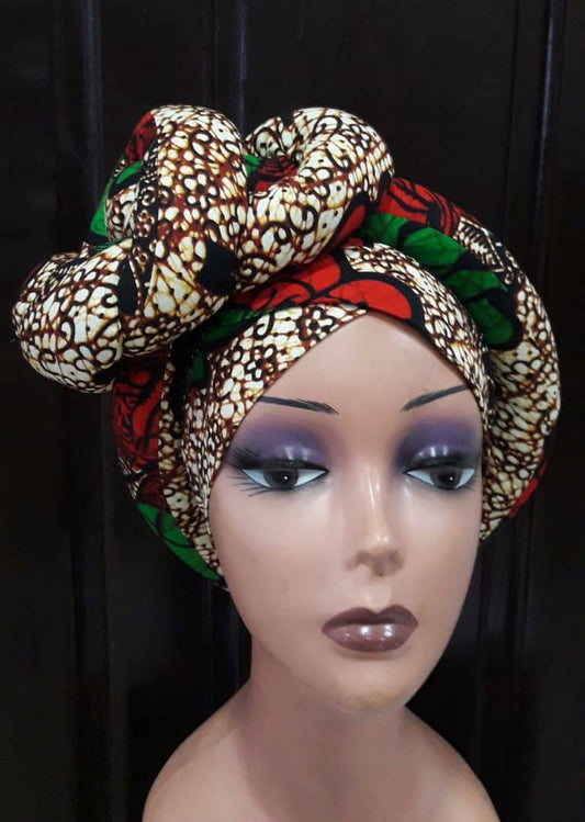 Ankara pre tie Turban with Earrings