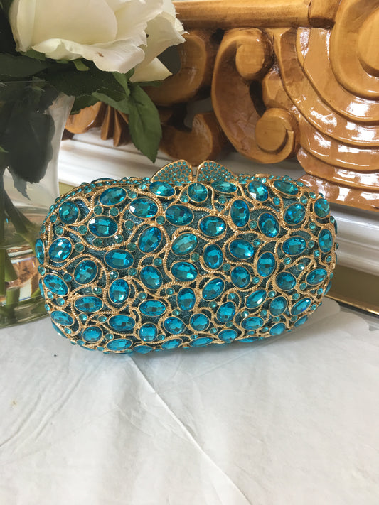 Turquoise Vine clutch