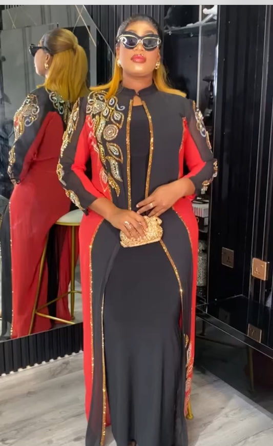 Fancy Long Sequins kaftan / Two pcs party kaftan