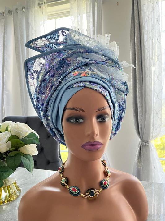 Auto Gele headwrap / Bridal Auto Gele/ African Auto Gele