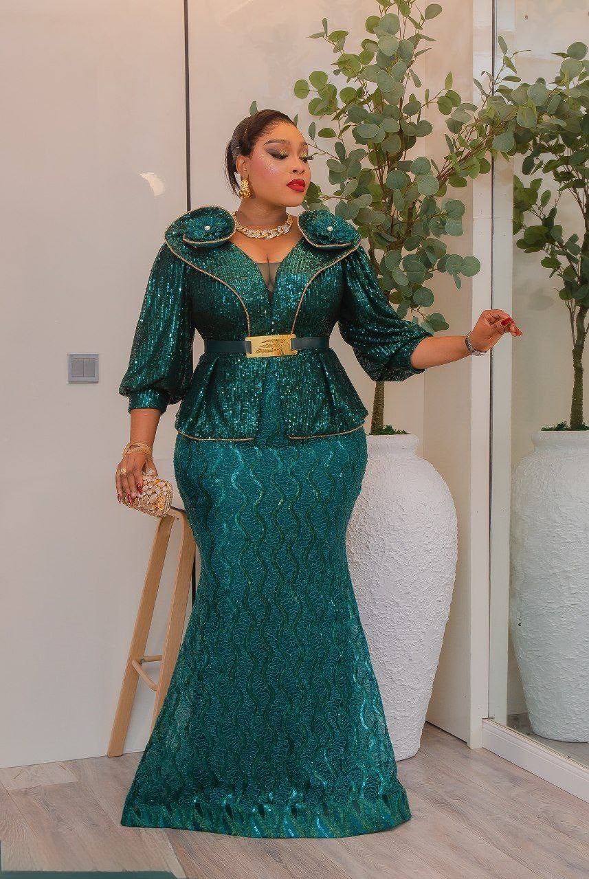 modern birthday dress African Wedding Outfit, Mother of the Bride Dress, Classy Birth – gracefulfashiononline Elegant Misty Blue Long Swatch:#d7b5aa Its all yours with Sizes:0