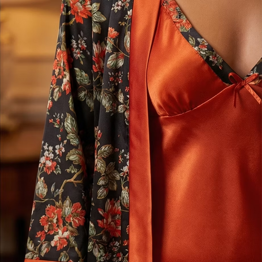 Women’s Nightwear , Flower Orange Sleepwear