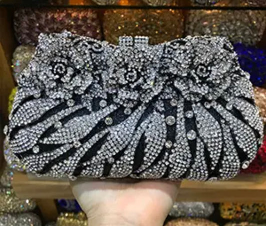 Dazzling Rose purse / Women Rhinestone Crystal Clutch / Evening bag