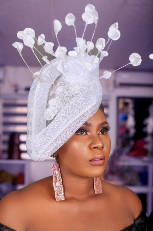 Esther Fascinator / Silver Wedding fascinator hat