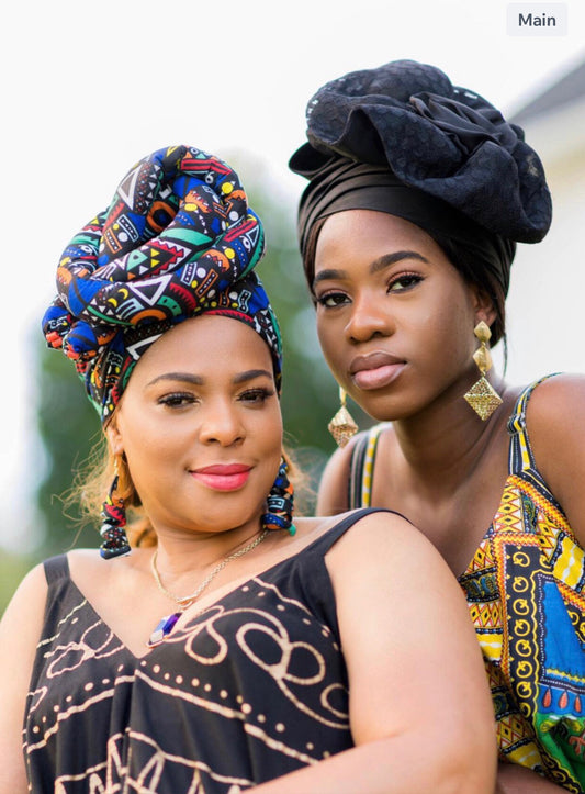 Pre tie Kente African Headwra With Earrings