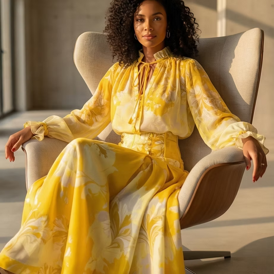 Luxury Yellow Maxi Dress, Women High End Wedding Gown