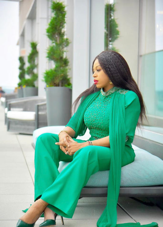 Green formal jumpsuit , Wedding Guest Jumpsuit Women Jumpsuit