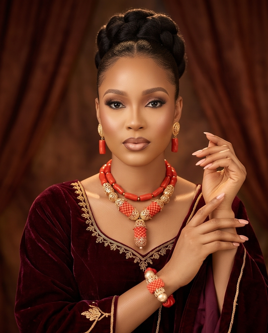 African Beads Necklace Bridal Traditional Marriage Necklace.