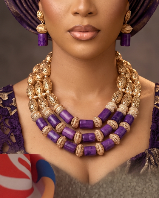 Purple Authentic beaded Necklace Sets