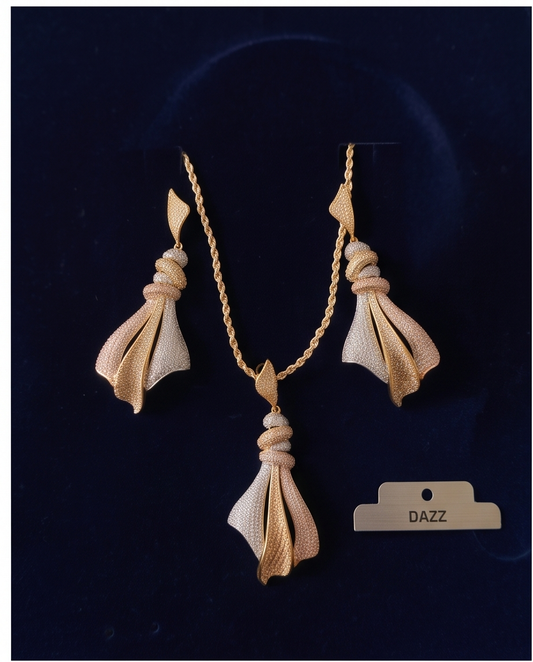 Elegant Two Tone CZ Necklace Sets
