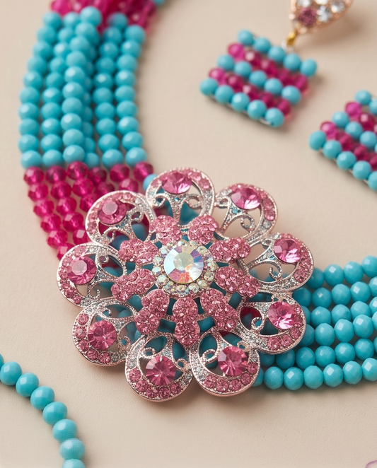 Traditional Wedding crystal Bead necklace Sets Six Layer unique Beaded Set