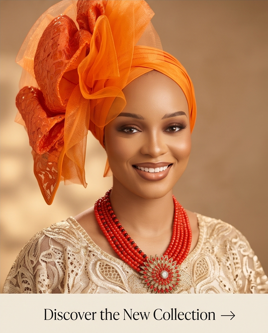 Orange Fascinator Turban Wedding Headgear