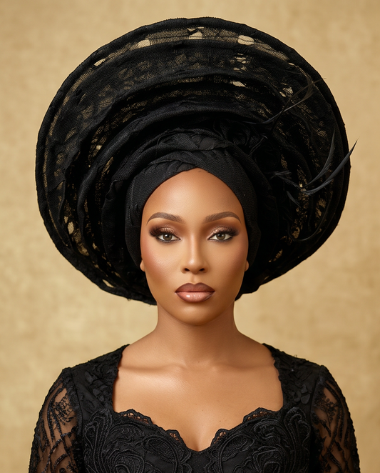 African Auto Gele / pre tie Auto Gele Black Wedding Gele / Bridal Gele