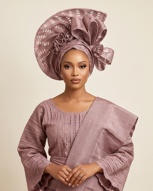 Fancy Ready to wear Auto Gele Headgear, Beautiful Aso Oke head tie