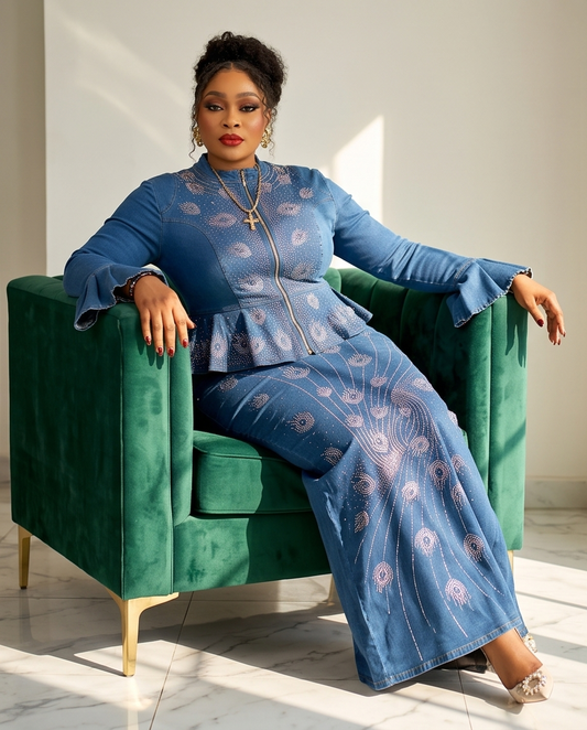 Sparkling Elegant Denim and Diamond Party Wear.