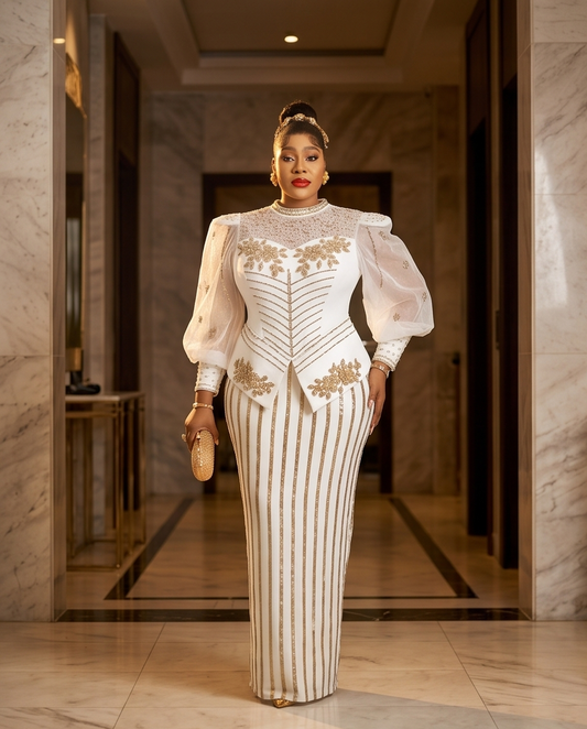 Fabulous Luxury White Dress, Beaded Dress, Women party Dress, Wedding Outfit
