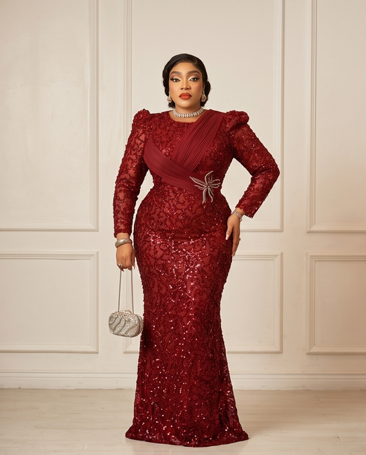 African Glittering Lace Dress , Mother of the Bride Wedding Dress.