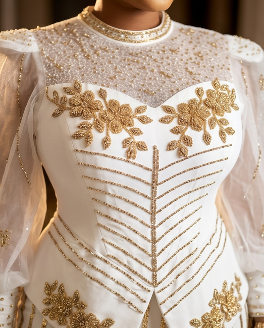 Fabulous Luxury White Dress, Beaded Dress, Women party Dress, Wedding Outfit