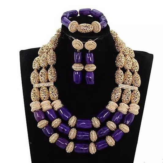 Gorgeous original purple coral Bead Jewelry Set