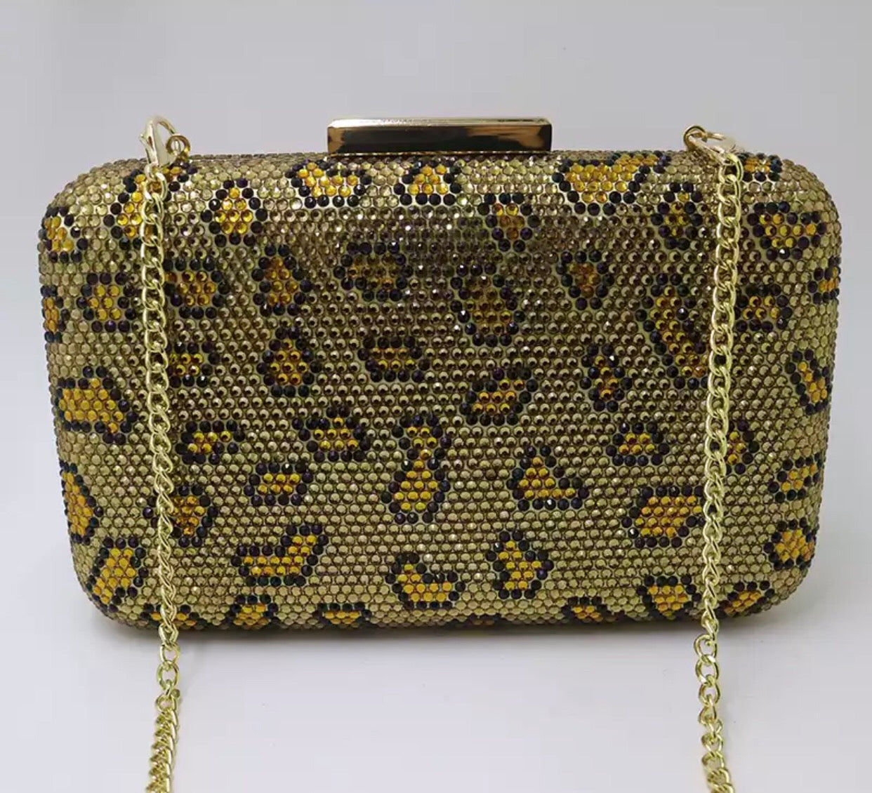 Embellished Leopard  Crystal Clutch.