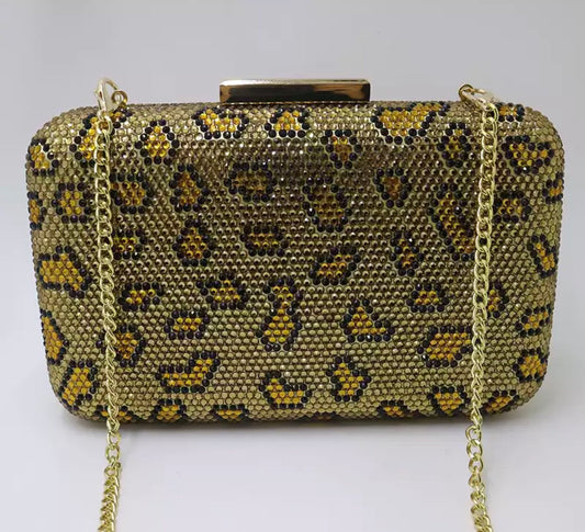 Embellished Leopard  Crystal Clutch.