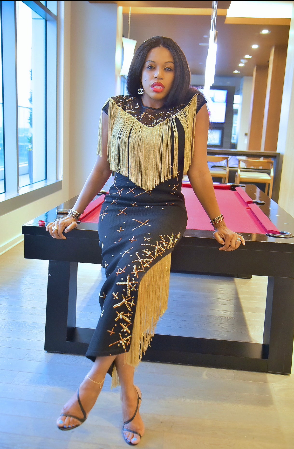 Woman’s lrregular Slit Tassel dress / party dress / Wedding Guest dress