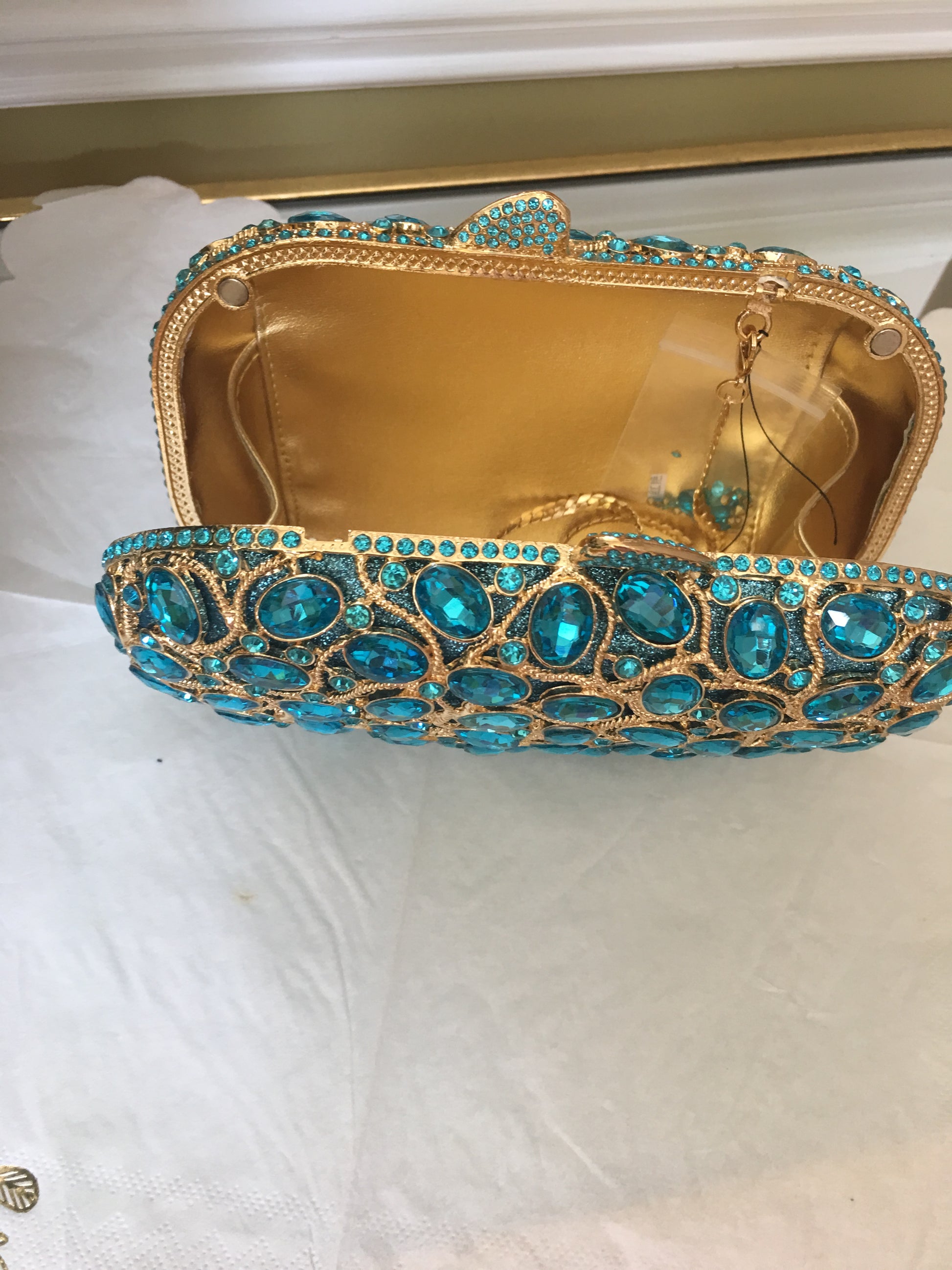 Turquoise Vine clutch
