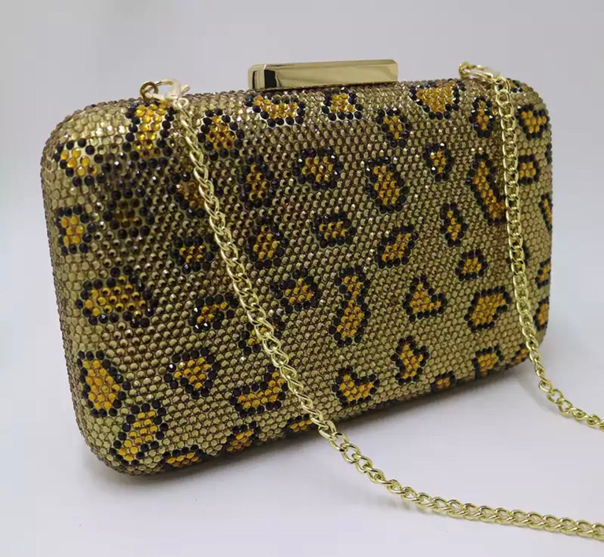 Embellished Leopard  Crystal Clutch.