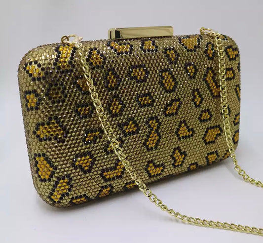 Embellished Leopard  Crystal Clutch.
