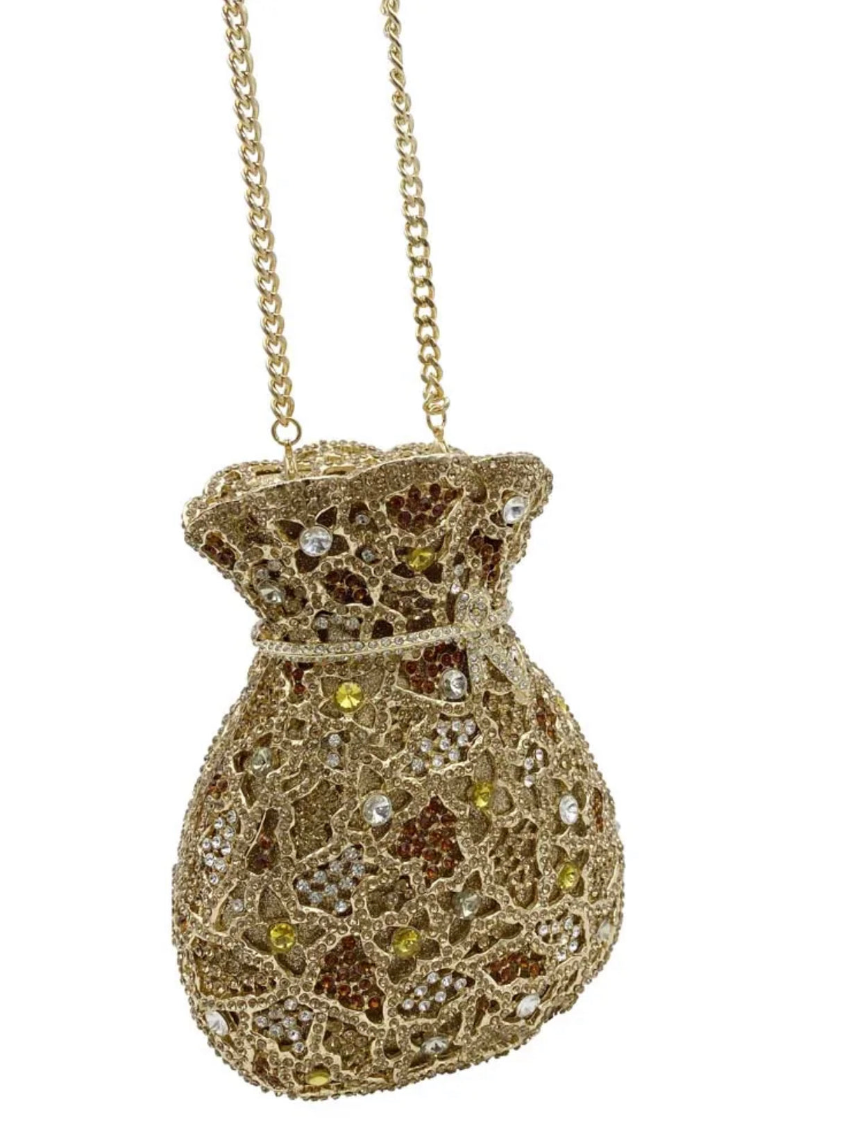 Gold Crystal Rhinestone Clutch.