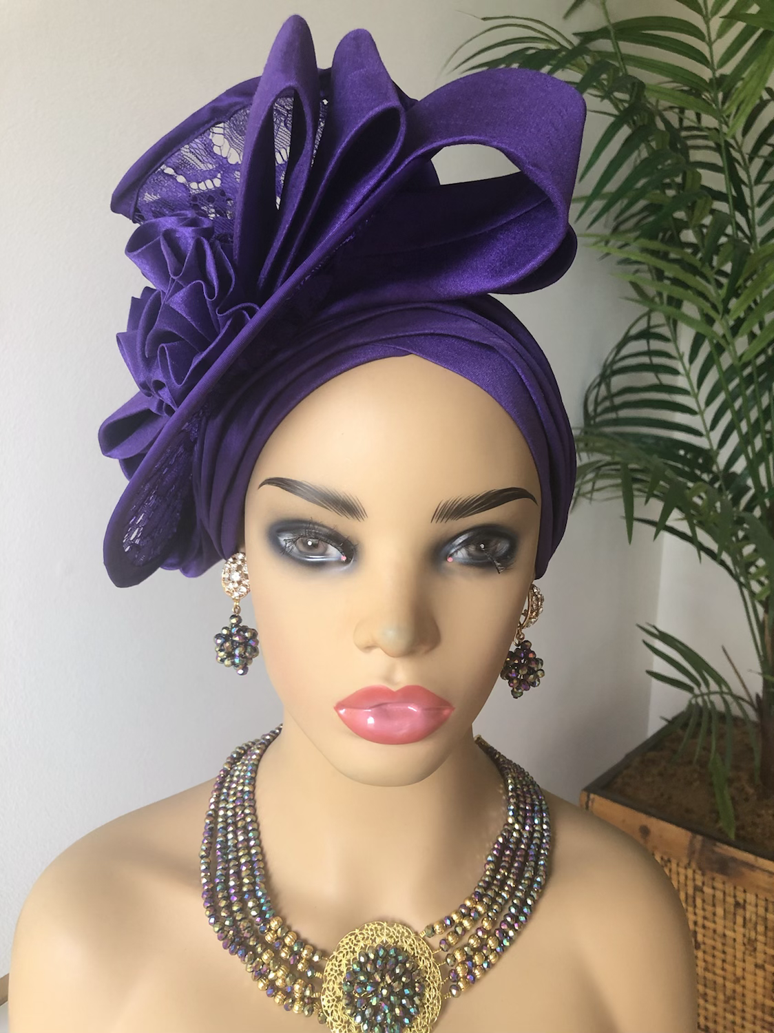 Ada  purple Fascinator Turban