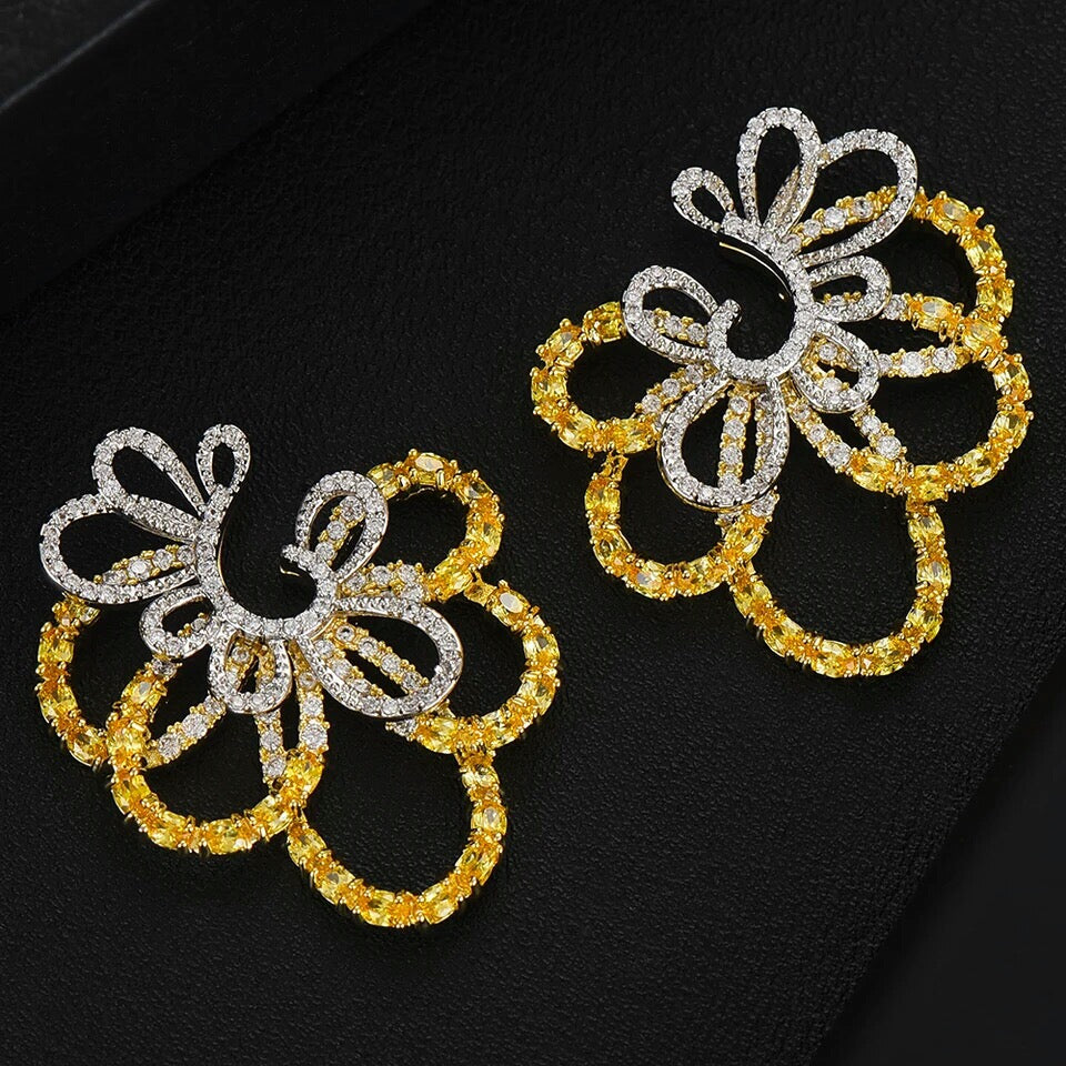 Big Classy CZ  Handmade Earrings