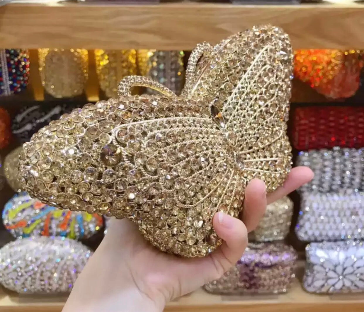 Butterfly Gold Crystals purse