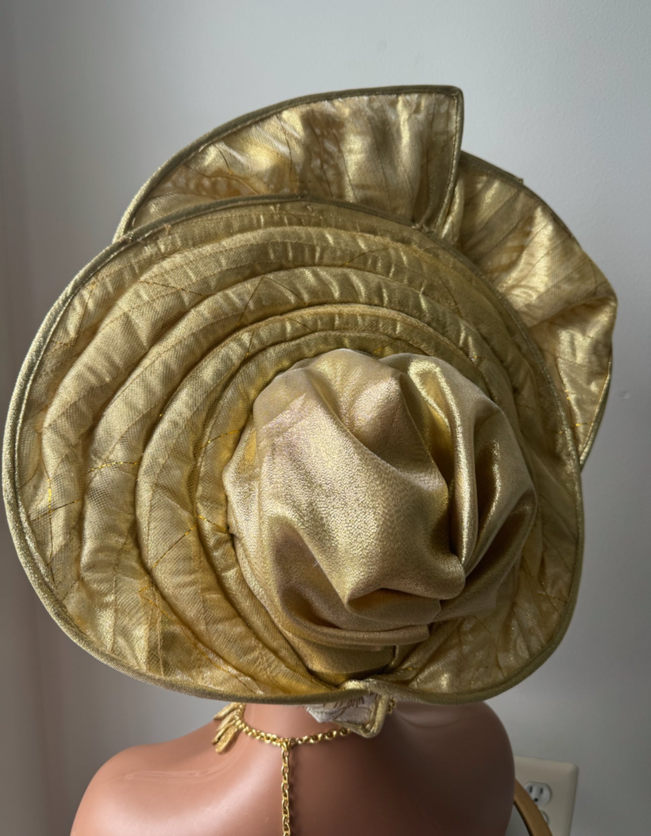 Gold  Auto Gele / Handmade Bridal Gele /Wedding Gele