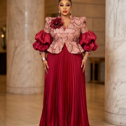 Mother of the Bride Dress, Ruffled sleeves Birthday Gown
