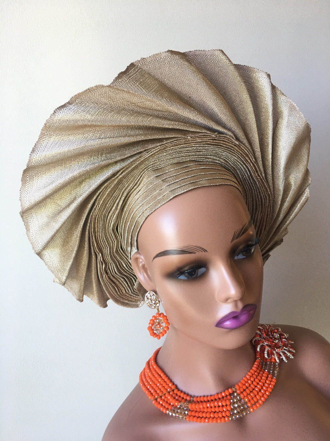 Ready made Auto Gele / Felicia Auto Gele/ Gold Auto Gele