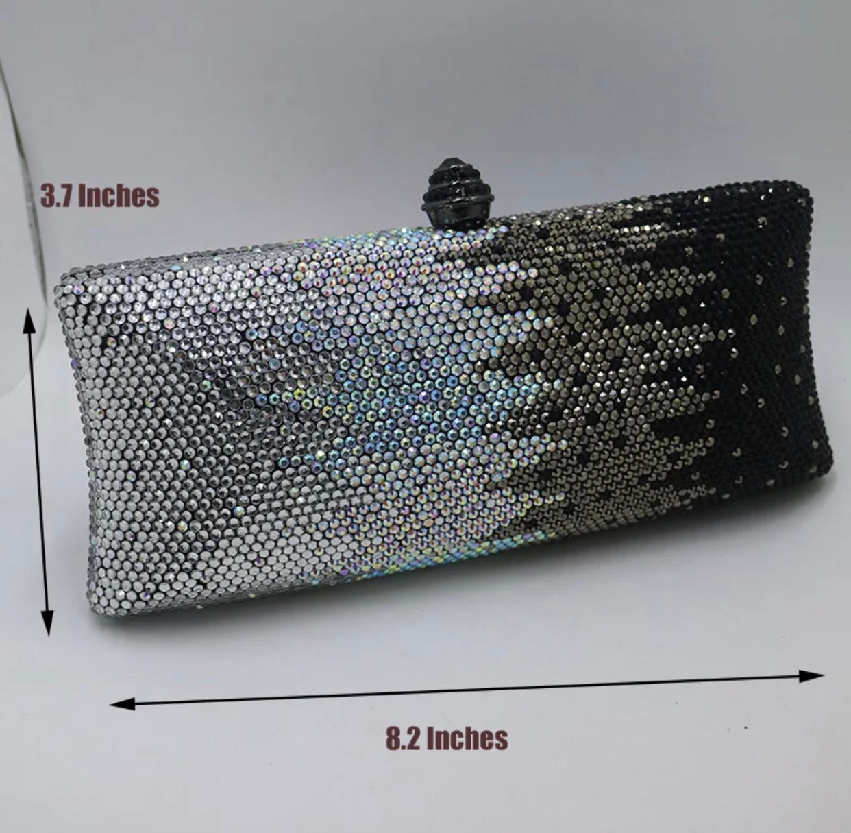 Silver Black Crystal Clutch