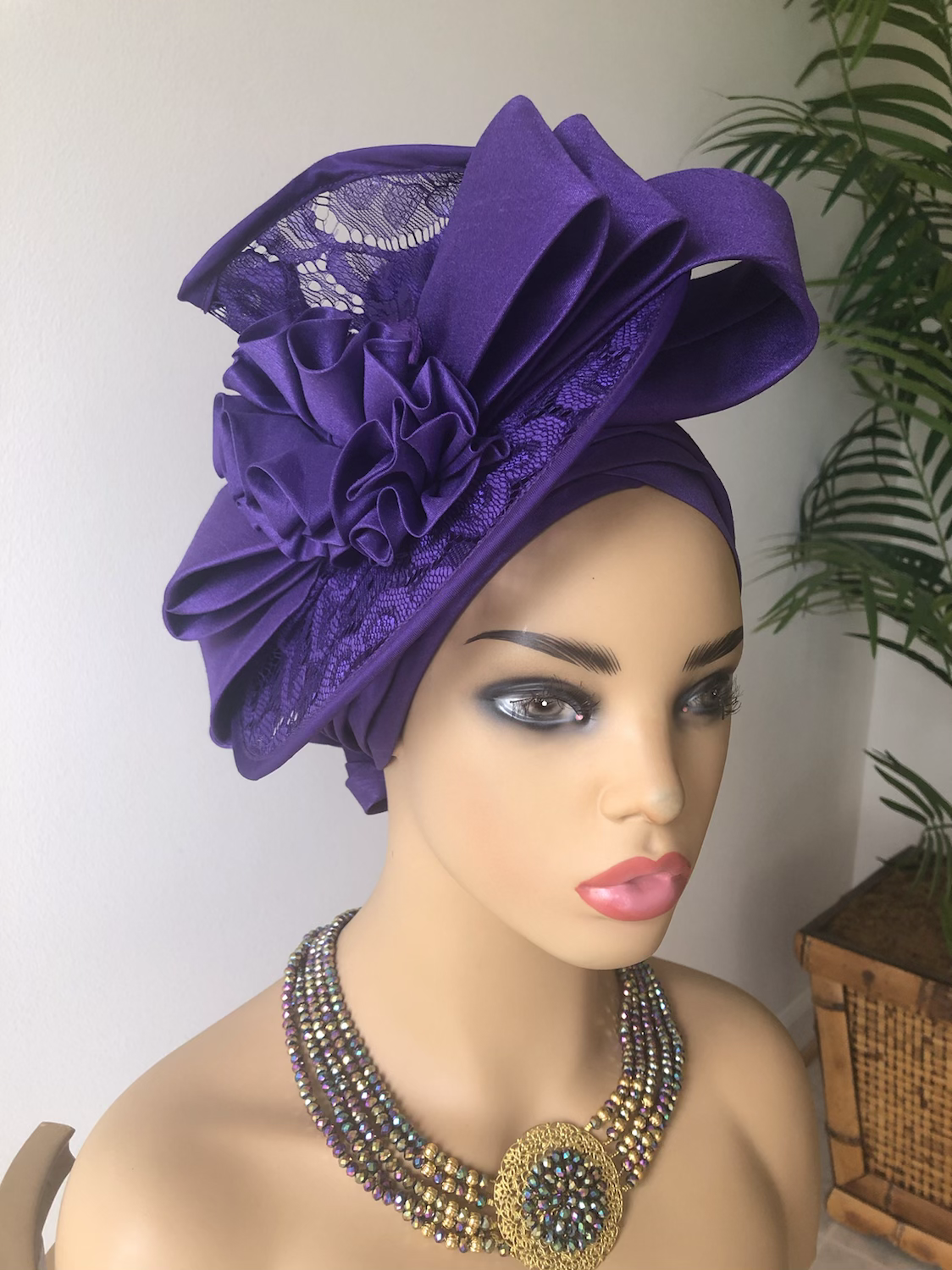 Ada  purple Fascinator Turban