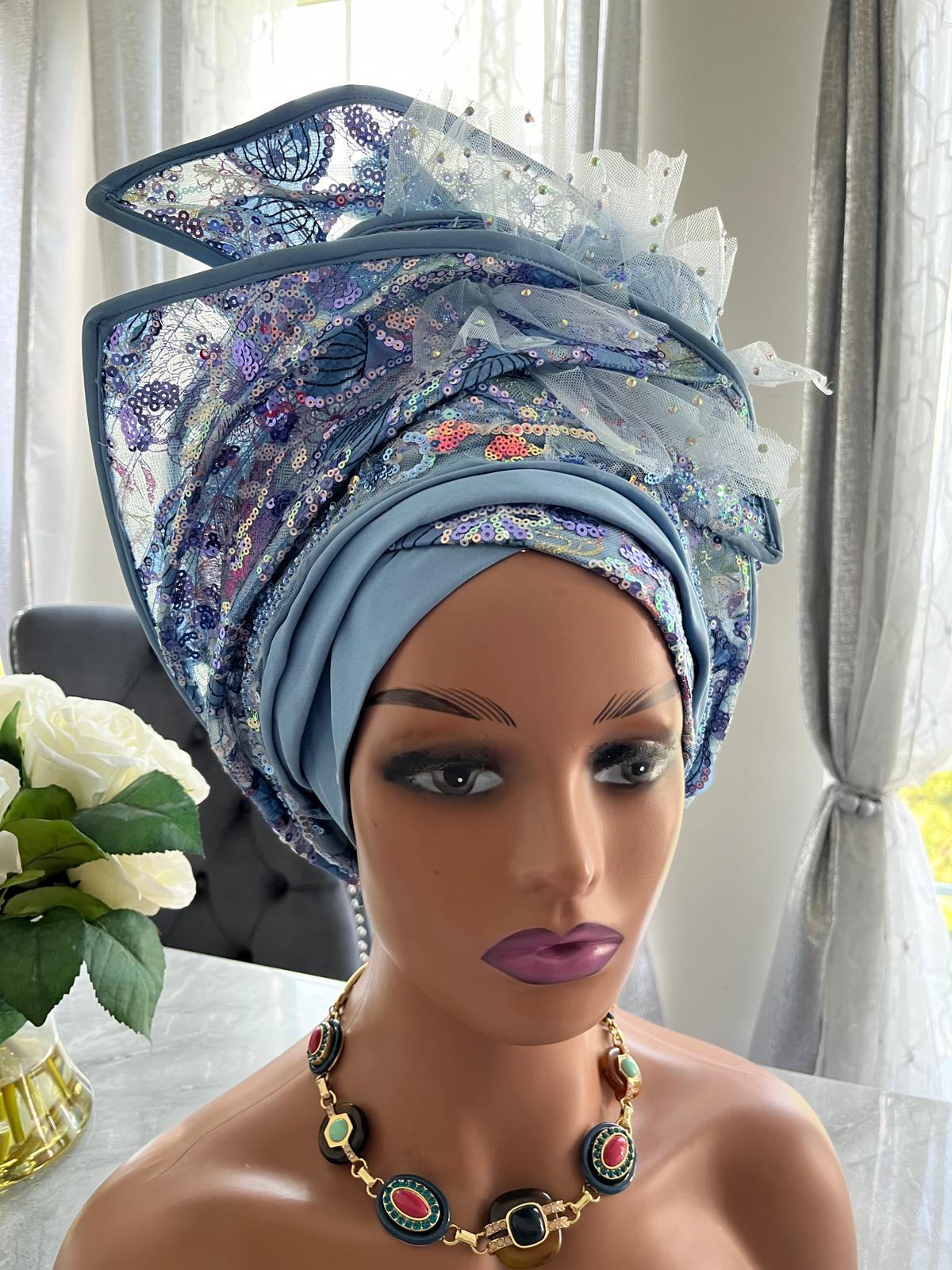 Auto Gele headwrap /  Bridal Auto Gele/  African Auto Gele