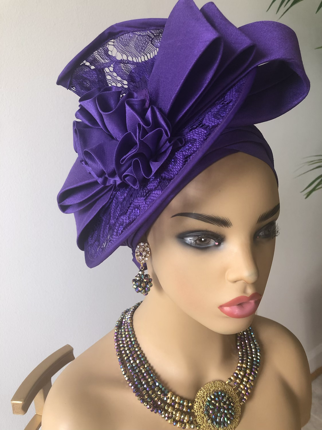 Ada  purple Fascinator Turban