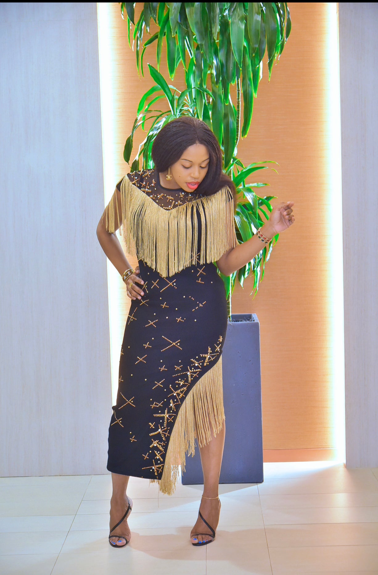 Woman’s lrregular Slit Tassel dress / party dress / Wedding Guest dress