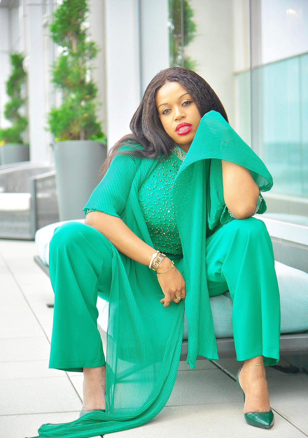 Green formal jumpsuit , Wedding Guest Jumpsuit Women Jumpsuit