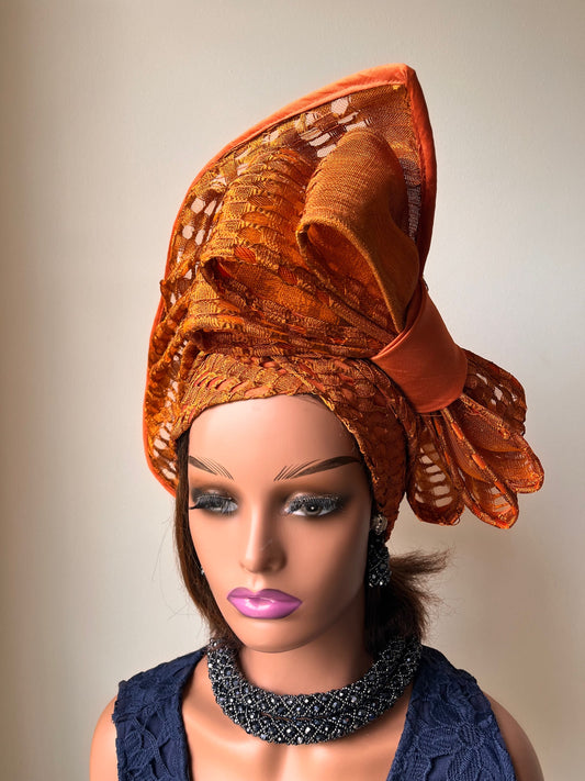 Auto Gele / Double Bow Net Gele/ Pre tie Net Asoke