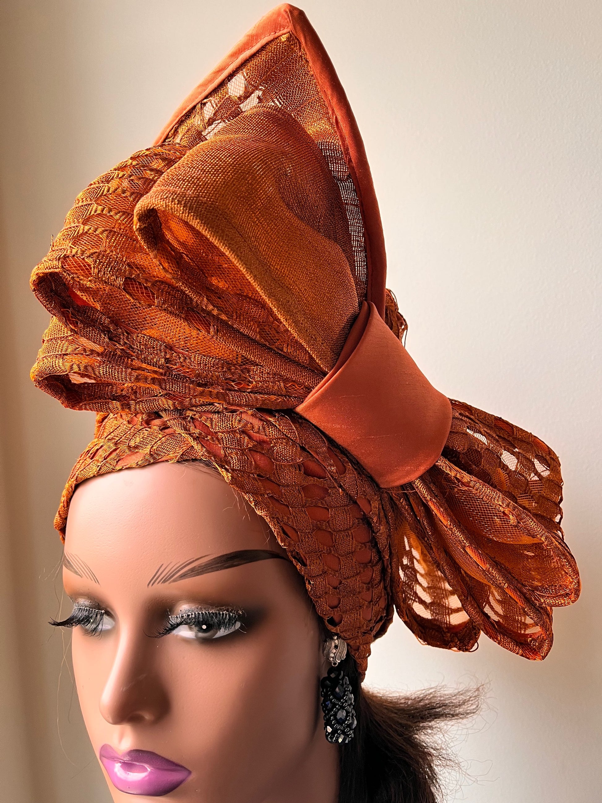 Auto Gele / Double Bow Net Gele/ Pre tie Net Asoke