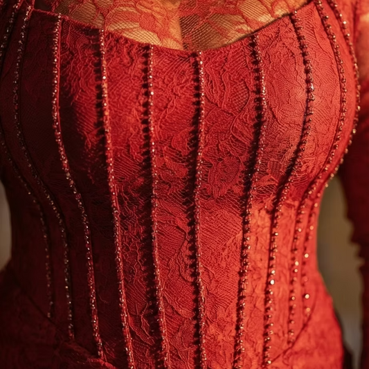 Fancy Bella Lace Dress, Corset Lace Evening Gown